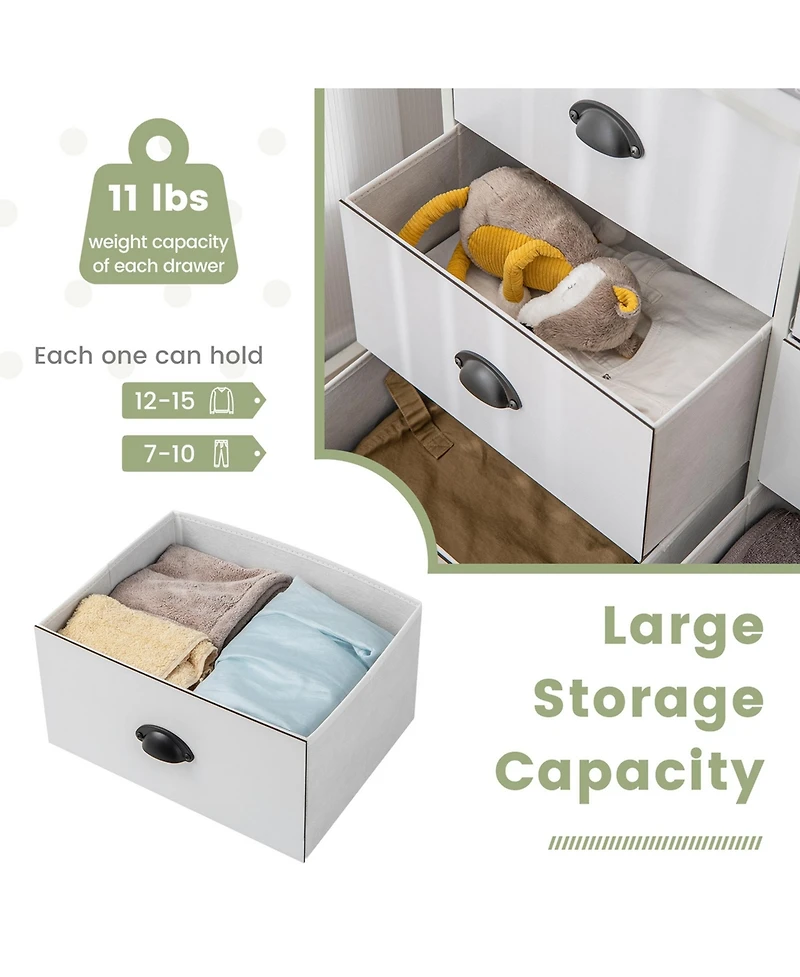 3-Tier Storage Organizer with 6 Foldable Fabric Drawers Fabric Storage Drawers