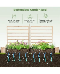 Raised Garden Bed with 3 Trellises with Divided Compartments for Flowers