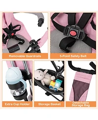 Costway Toddler 4-in-1 Multifunctional Tricycle Trike with Removable Canopy & Push Handle