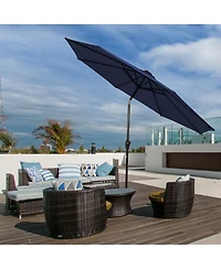 9 Ft Patio Solar Umbrella Led Patio Market Steel Tilt with Crank Outdoor
