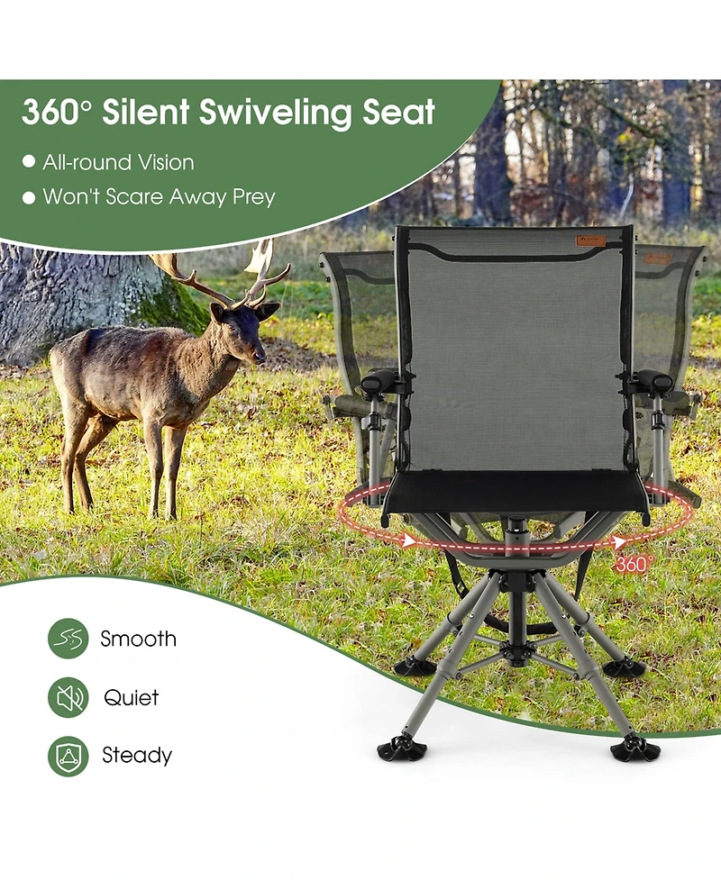 Costway 360 Degree Silent Swivel Hunting Chair w/ All-terrain Feet Pads Support 400 Lbs