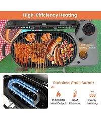 Costway Portable Propane Grill Folding Gas Grill Griddle with Wheels & Side Shelf