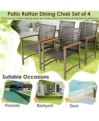Set of 4 Patio Dining Chairs Outdoor Wicker Armchairs