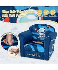 Kids Sofa Toddler Upholstered Armrest Chair with Solid Wooden Frame
