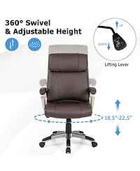 Ergonomic Office Chair Pu Leather Executive Swivel with Upholstered Armrests