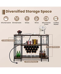 Cabinet Bar Table Rack for Drinks Glasses with Power Outlets