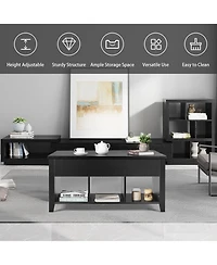 Costway Lift Top Coffee Table w/ Storage Compartment Shelf Living Room Furniture