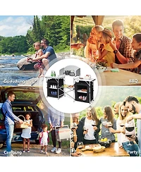 Folding Portable Aluminum Camping Grill Table