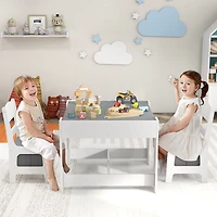 Kids Table Chairs Set With Storage Boxes Blackboard Whiteboard Drawing