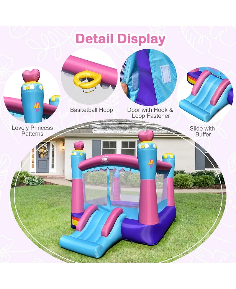 Inflatable Bounce House 3-in-1 Princess Theme Inflatable Castle w/ 480W Blower