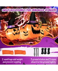 Costway 8 Ft Tall Inflatable Pumpkin Family Waterproof Halloween Yard Decoration w/Led Lights