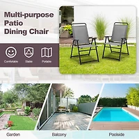 2pcs Patio Folding Sling Chairs Dining Armrest Backrest Outdoor Portable