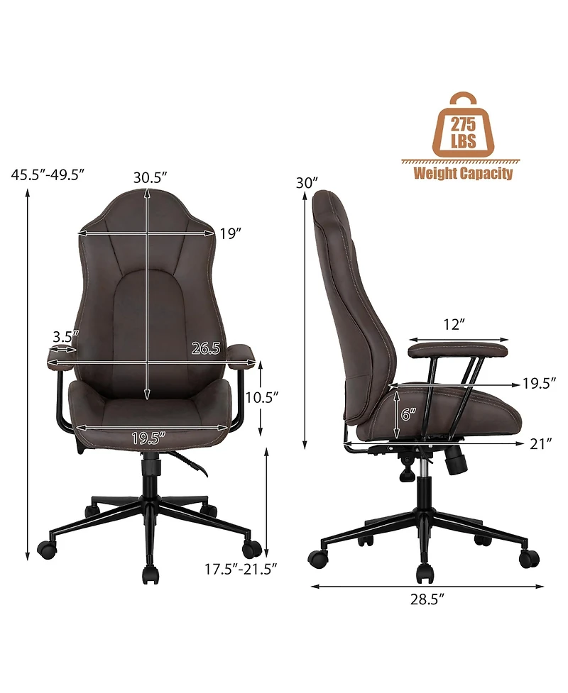 High Back Ex ecutive Office Chair Adjustable Reclining Task Chair