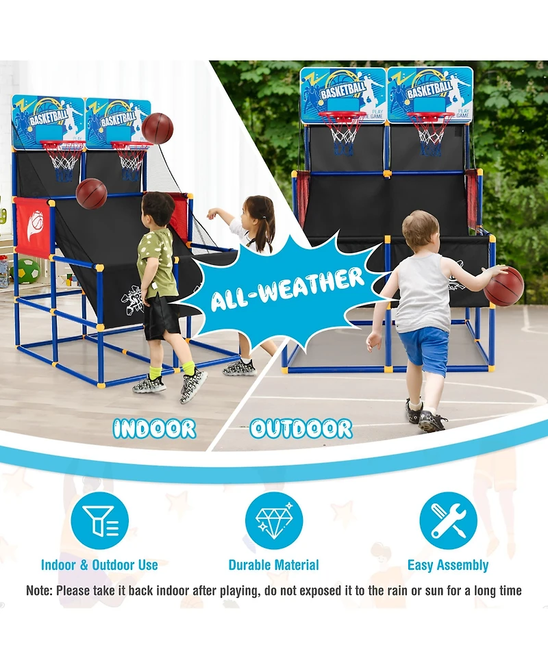 Kids Dual Shot Basketball Arcade Game w/4 Balls Pump Easy Quick Assembling Gift