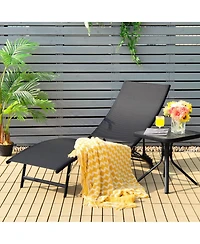 Costway 2 Pcs Patio Folding Chaise Lounge Chair Recliner Adjustable Stackable Deck