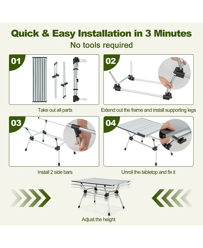 Costway Heavy-Duty Aluminum Camping Table, Folding Outdoor Picnic Table with Carrying Bag