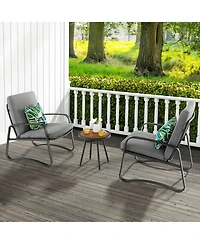Costway 3pcs Patio Bistro Conversation Set Dpc Tabletop Metal Cushioned Chairs Outdoor