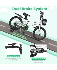 16'' Kid's Bike with Removable Training Wheels & Basket for 4-7 Years Old