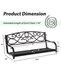 Costway Outdoor 2-Person Metal Porch Swing Hanging Patio Bench 485 Lbs Capacity