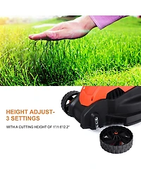 12 Amp 14-Inch Electric Push Lawn Corded Mower With Grass Bag