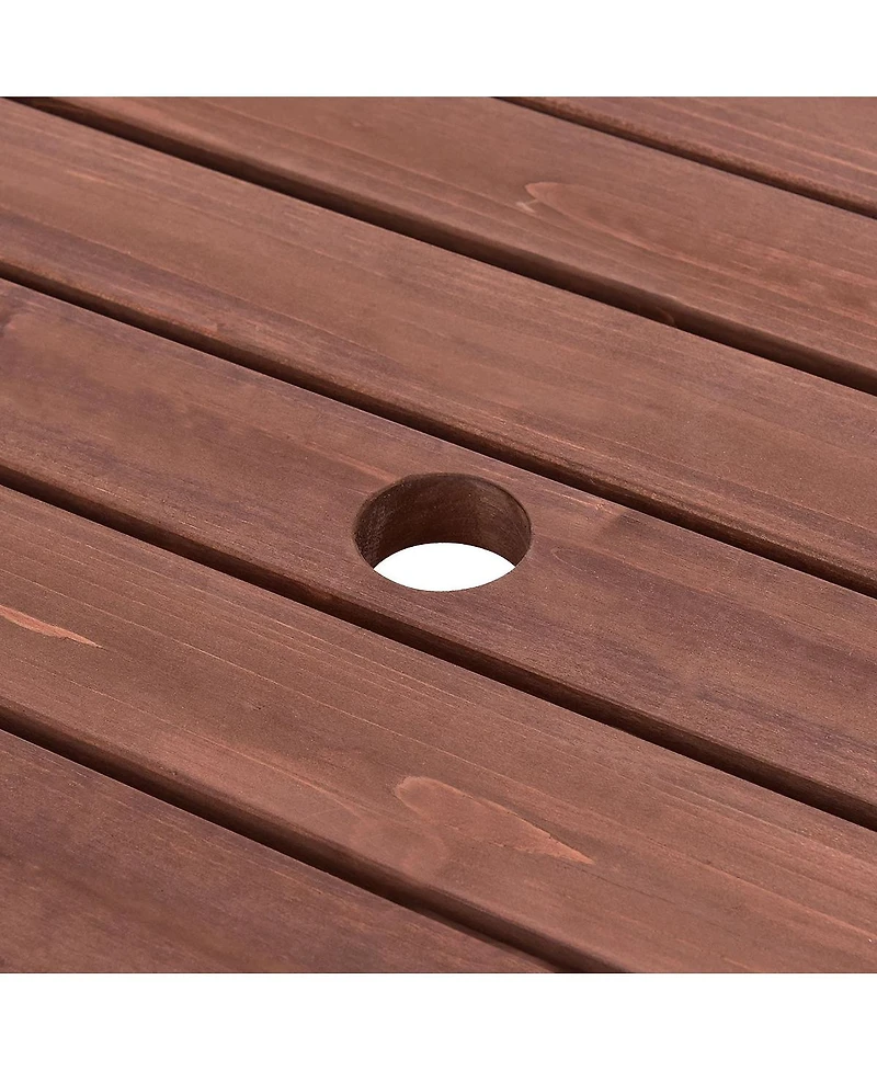 Costway Patio 6 Person Outdoor Wood Picnic Table Beer Bench Set Pub Dining Seat Garden