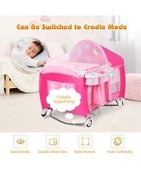 Costway Foldable Baby Crib Playpen Travel Infant Bassinet Bed