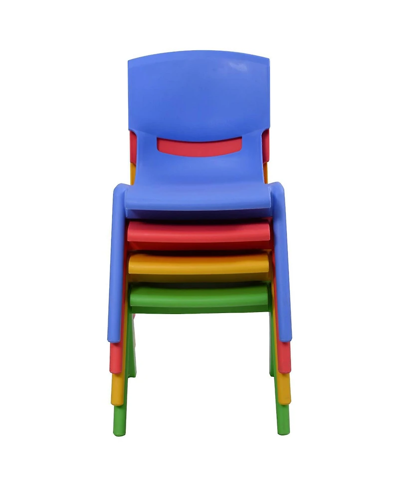 Set of 4 Kids Plastic Chairs Stackable Play and Learn Furniture