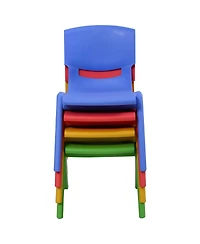 Set of 4 Kids Plastic Chairs Stackable Play and Learn Furniture
