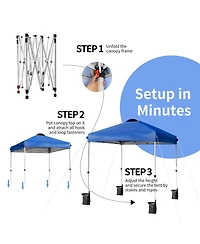 6x6 Ft Pop Up Canopy Tent Camping Sun Shelter W/ Roller Bag