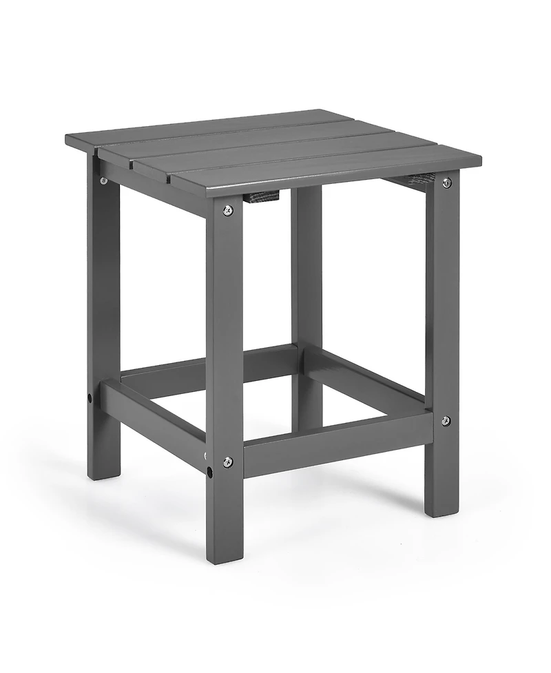 2 Pcs Patio 15'' End Side Coffee Table Square Wooden Slat Deck