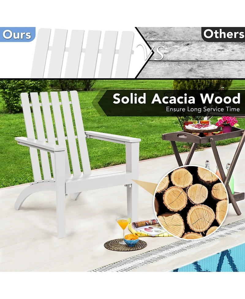 Costway 2PCS Patio Adirondack Chair Side Table Set Solid Wood Garden Deck