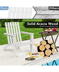 Costway 2PCS Patio Adirondack Chair Side Table Set Solid Wood Garden Deck