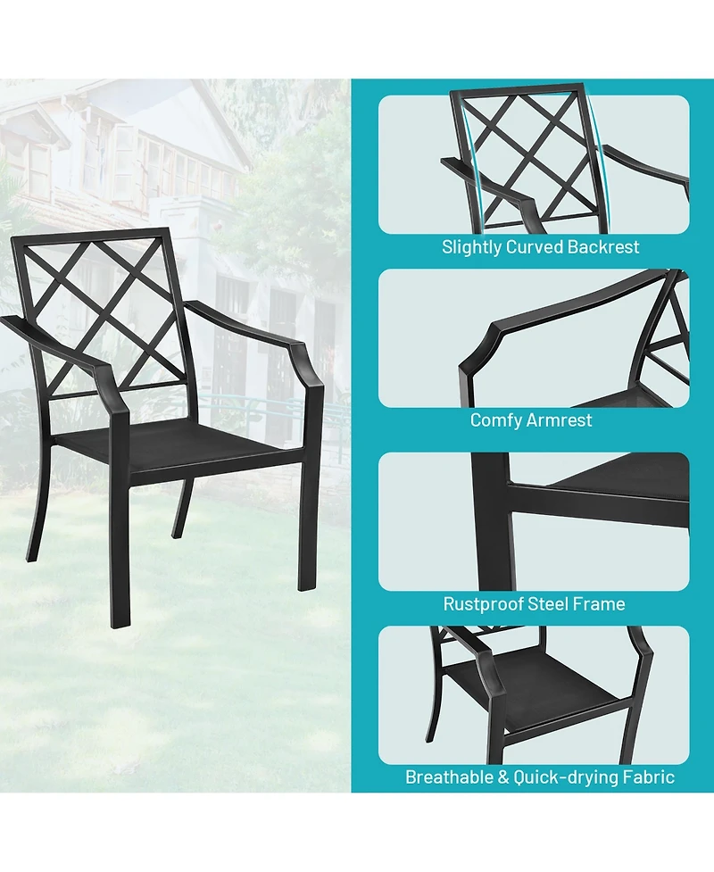 Costway 4 Pcs Patio Dining Chairs Stackable Removable Cushions Garden Deck