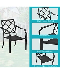 Costway 4 Pcs Patio Dining Chairs Stackable Removable Cushions Garden Deck