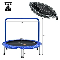 36'' Kids Trampoline Rebounder W/Full Covered Handrail