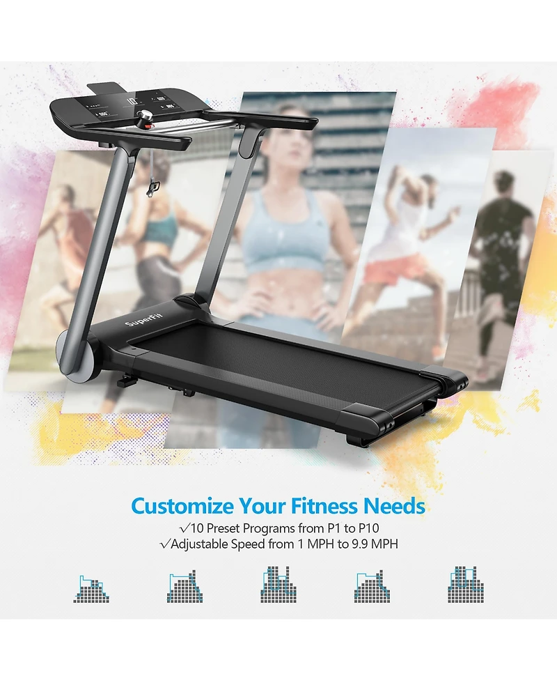 Costway Folding Electric Treadmill Jogging MachineBluetooth10 Preset Programs