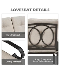 2PCS Patio Loveseat Bench Table Furniture Set Cushioned Chair
