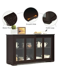 Storage Cabinet Sideboard Buffet Cupboard Glass Sliding Door