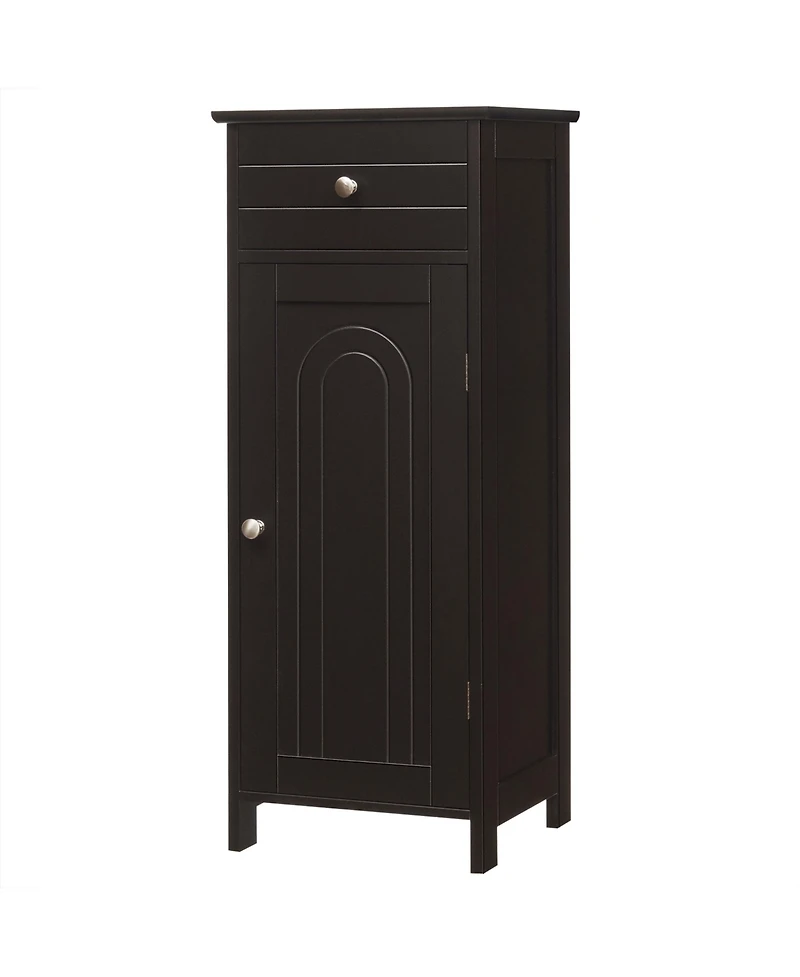 Bathroom Floor Cabinet Wooden Storage Organizer Free-Standing w/ Drawer & Shelf