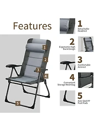 4PCS Patio Folding Dining Chair Ottoman Set Recliner Adjustable