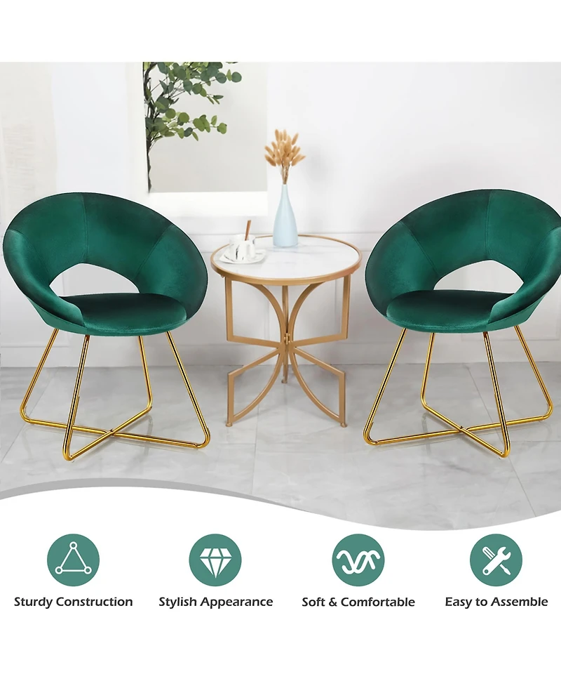 Costway Modern Velvet Accent Chair Upholstered Vanity