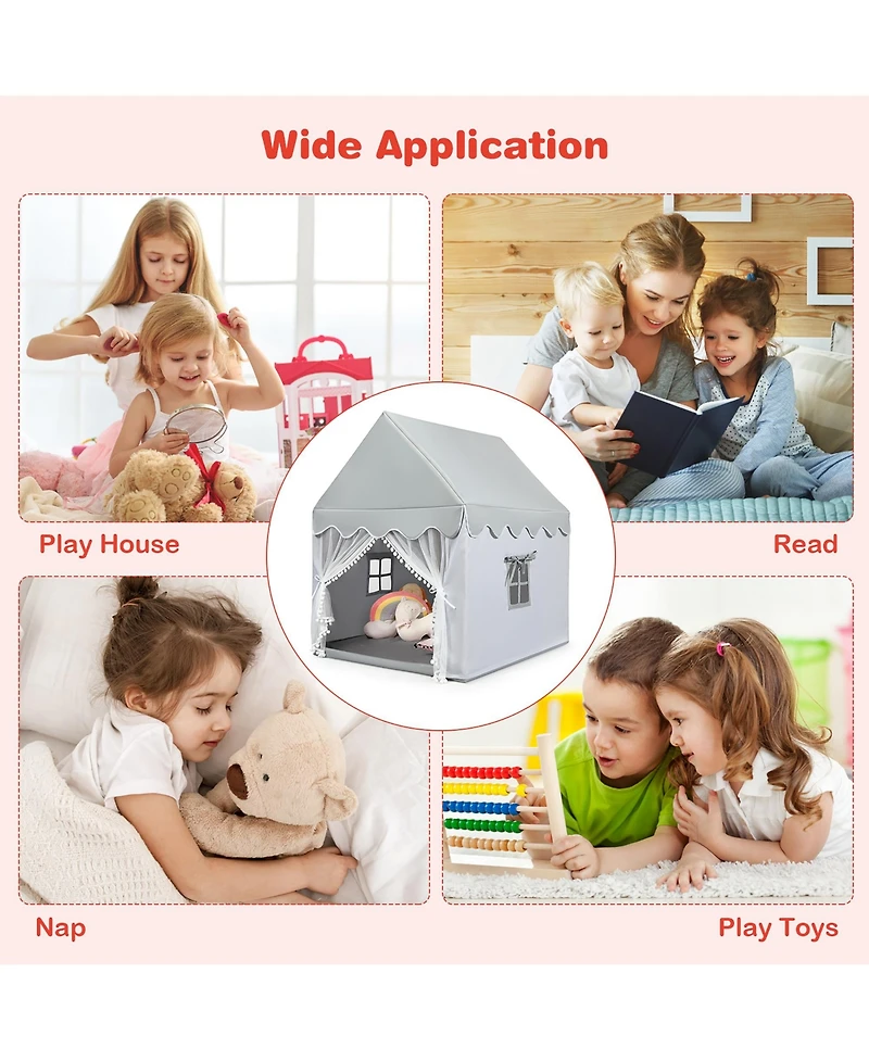 Kids Play Tent Large Playhouse Children Play Castle Fairy Tent Gift w/ Mat