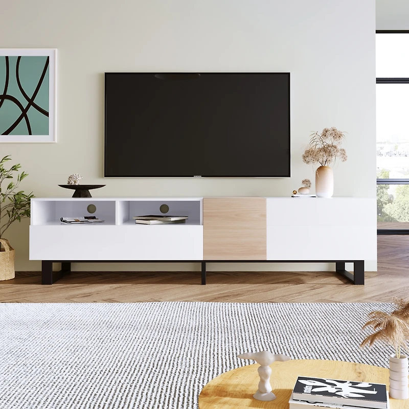 Streamdale 80" Tv Stand with Double Storage & Drop Down Door