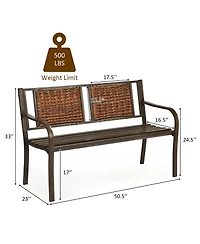 Patio Garden Bench with Powder Coated Steel Frame