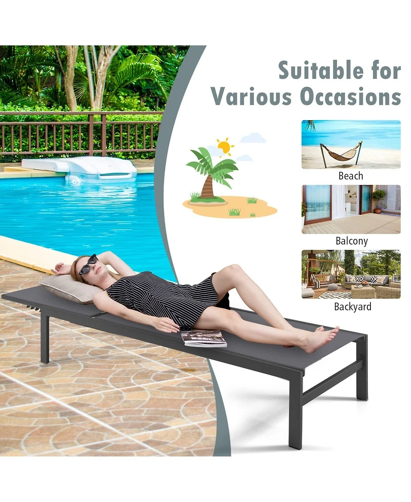 Inolait Sugift 6-Position Chaise Lounge Chairs with Rustproof Aluminium Frame