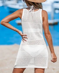 Cupshe Women's Knit Sleeveless Cutout Mini Cover-Up Beach Dress