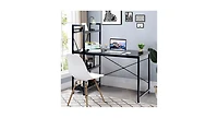 Slickblue 4 Tier Storage Shelves Computer Desk-Black