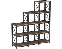 Tribesigns 12 Shelves Bookshelf, Industrial Ladder Corner Bookshelf 9 Cubes Stepped Etagere Bookcase, 5-Tier Display Shelf Storage Organizer for Home