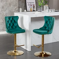 Streamdale Furniture Adjustable Swivel Velvet Bar Stools Set of 2