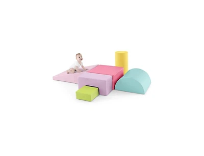 Slickblue Kids 6 Pieces Foam Climbing Blocks Indoor Climb and Crawl Activity Playset with Rectangles